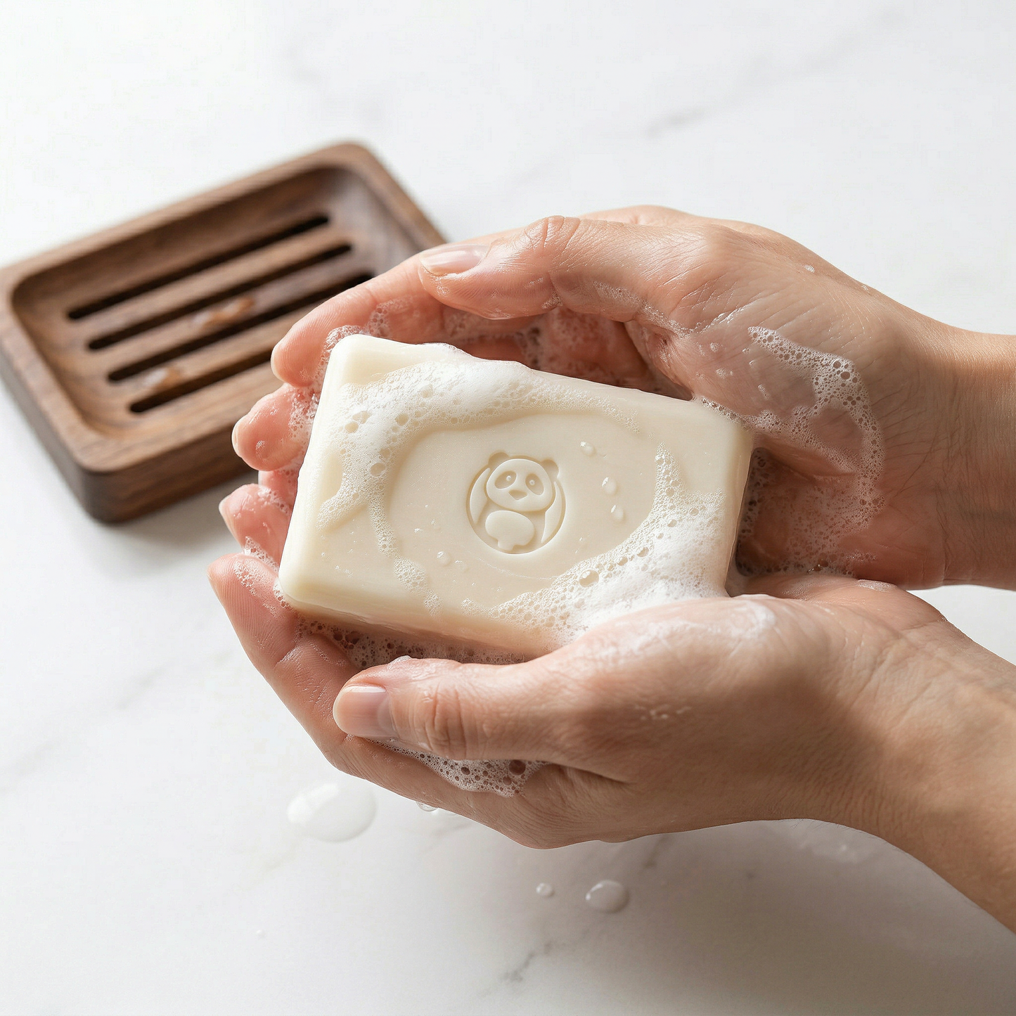 BAMBU Seife in der Hand – Bambus Limette Minze 100g