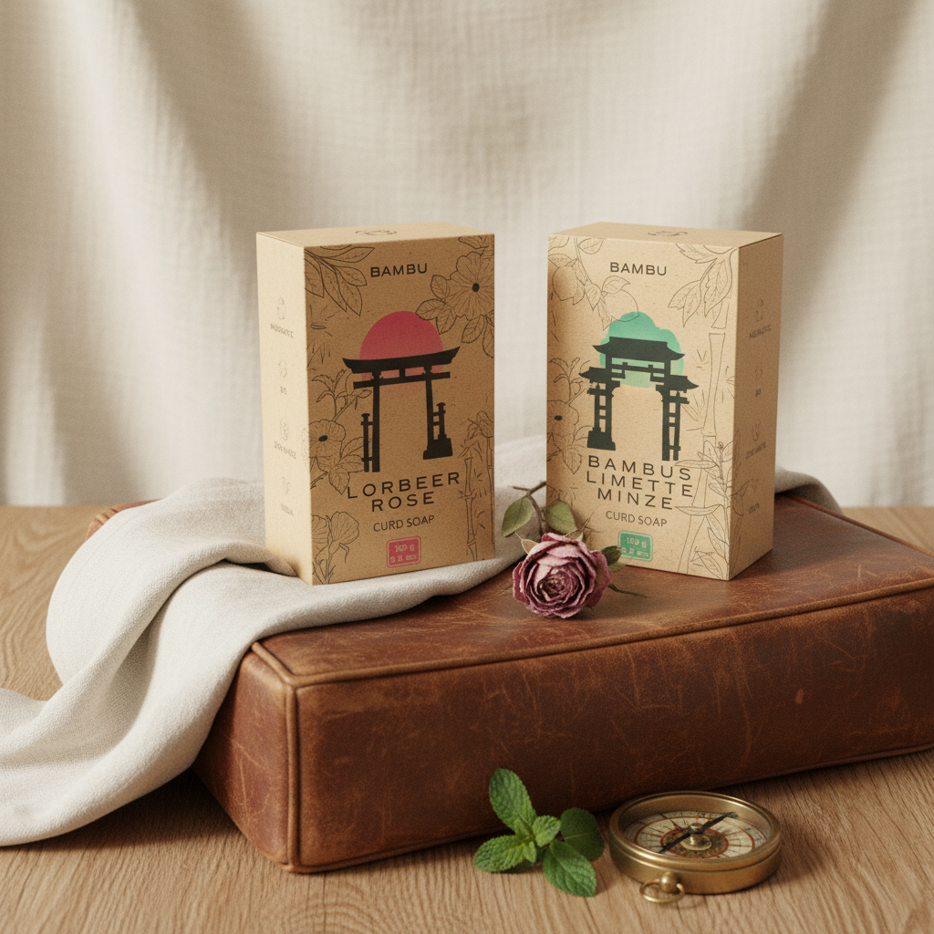 BAMBU Duo Bundle – 2 Naturseifen Lorbeer Rose und Bambus Limette Minze