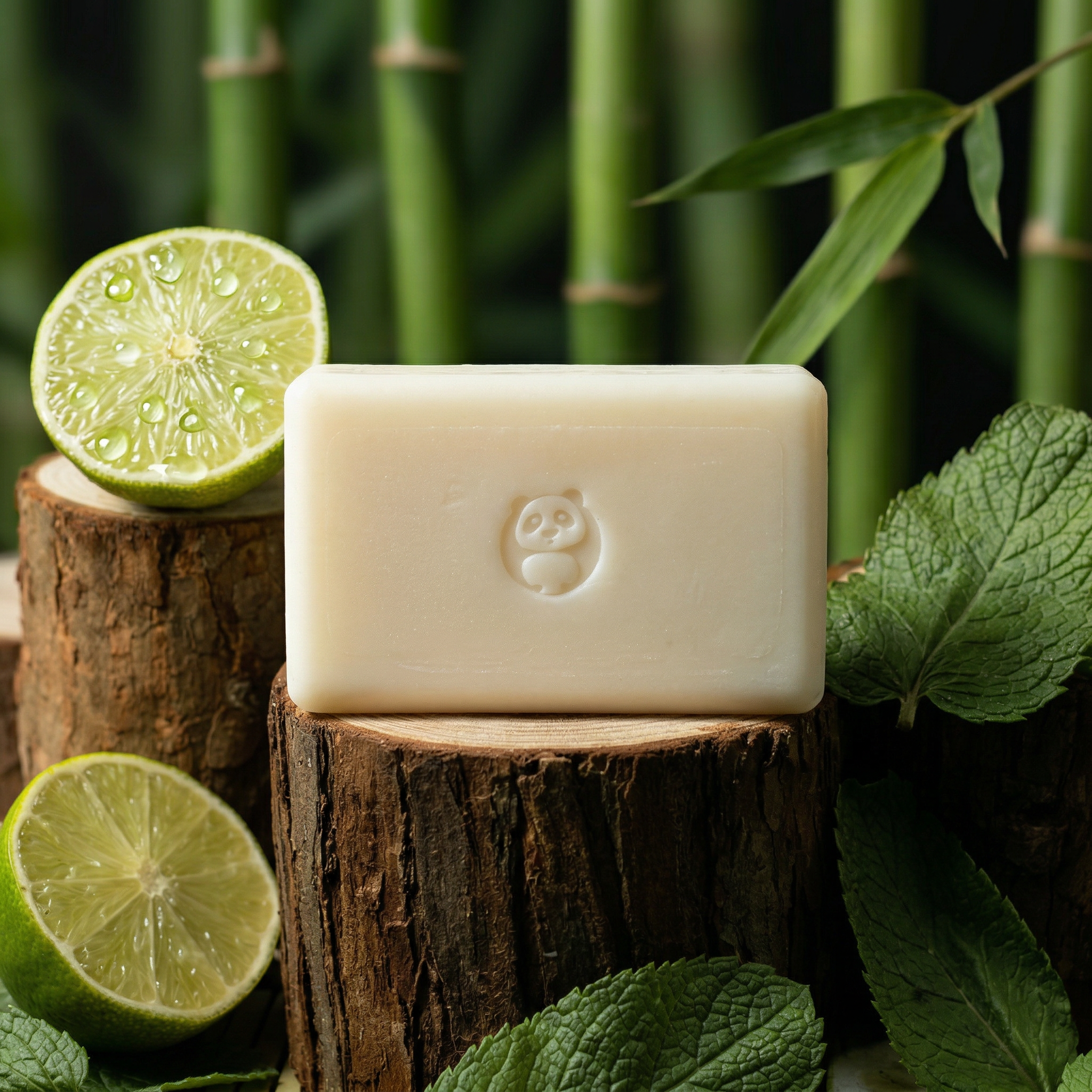 BAMBU Curd Soap mit frischer Limette und Minze . Vegan und ohne Parabene